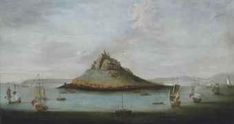 An English squadron off St Michael's Mount, Cornwall by 
																	Isaac Sailmaker