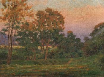 Southern California landscape at dusk by 
																	Cyrus Bates Currier
