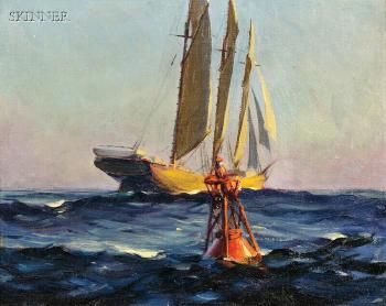 Schooner and buoy by 
																	McIvor Reddie