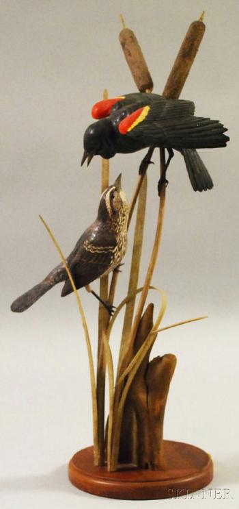 Red-wing blackbirds by 
																	Robert and Virginia Warfield