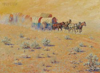 Wagon train by 
																			Clarence Ellsworth