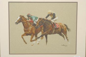 Double Trigger with Darryll Holland up, with Busy Flight (Michael Hills) and Canon Can (Kieren Fallon), The Doncaster Cup by 
																			Graham Isom