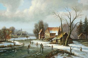 Estuary scene in winter. Estuary scene in Summer. by 
																			Anton Vennekamp