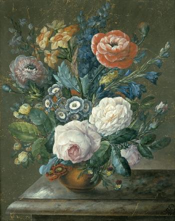 Blumenbouquet mit rotem Mohn by 
																	Johann David Paetzel