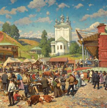 Market Day In Plyos by 
																	Alexander W Makowski