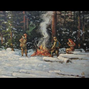 Loggers encampment by 
																			Otto Planding