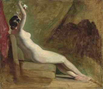 Seated female nude by 
																	William Etty