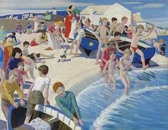On the beach at Newlyn by 
																	Ernest Procter