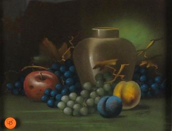 Still life with grapes and jar by 
																	George Hadland