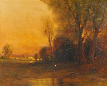 Figure in the after glow of evening by 
																	George Inness