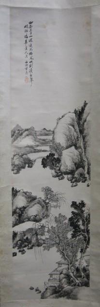Two Ink landscapes by 
																			 Xue Zhou