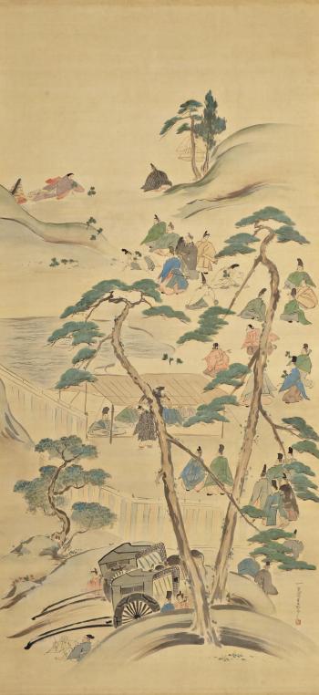 Pine-pulling ritual (Nenohi asobi) by 
																	 Ukita Ikkei