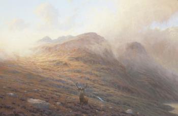 Stag in a Highland Landscape by 
																	Ian Macgillivray