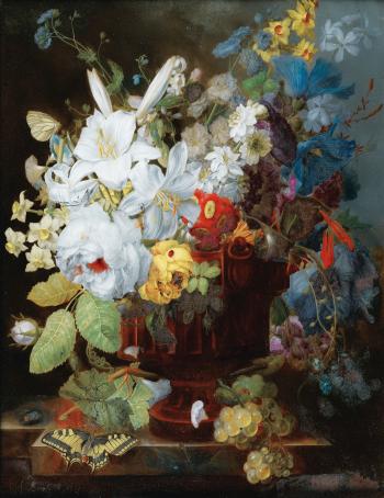 Nature Morte Au Bouquet De Fleurs Sur Un Entablement by 
																	Georg Frederik Ziesel