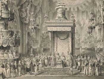 The Coronation of Emperor Ferdinand I as King of Lombardy-Venetia, in the Duomo in Milan, 1 September 1838 by 
																	Alessandro Sanquirico