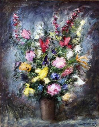 Grand vase de fleurs by 
																	Jacques Michel Dunoyer