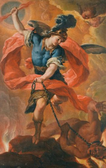 The Archangel Michael Defeating The Devil by 
																	Agiselo Antonio don Palomino de Castro y Velasco