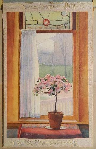 Flower pot in a window by 
																			Ora Coltman