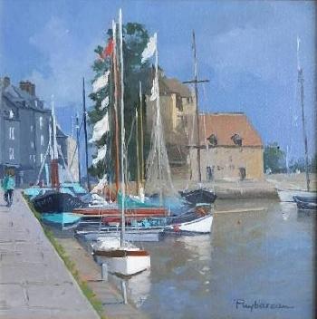 Harbor scene by 
																			Annie Puybareau