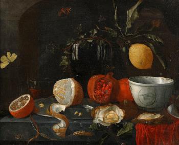 Stilleben med ostron, granatäpple och citron by 
																			Johannes Hannot