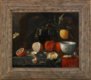 Stilleben med ostron, granatäpple och citron by 
																			Johannes Hannot
