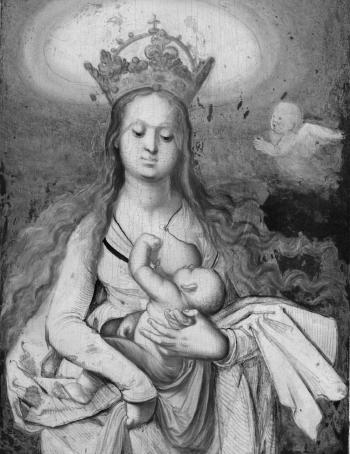 The Virgin As Queen Of Heaven Suckling The Infant Christ by 
																			Hans Baldung Grien