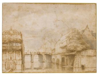 Town View With a Bridge by 
																	Abraham Furnerius