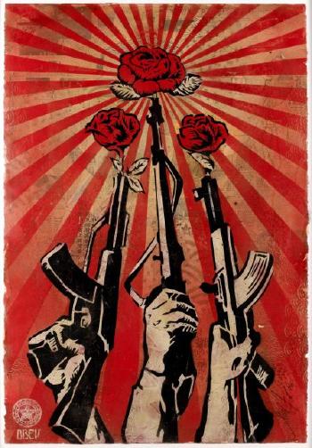 Guns and roses by 
																	Shepard Fairey