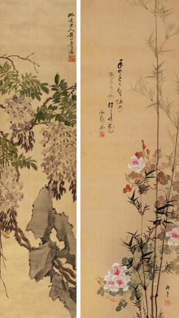 Wisteria, Rose and Bamboo by 
																	 Zhongcun Buzhe