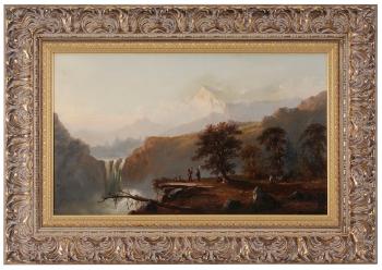 Indian breakfast, with Mount Hood in the distance by 
																	Charles Lanman