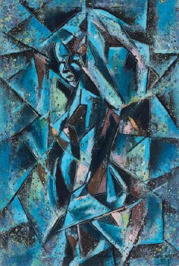Composition cubiste visage bleu by 
																	Gerly Mpo