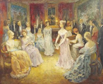 Music salon by 
																	Marguerite Aers