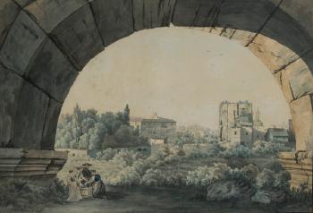 Veduta da un'arcata delle terme di Traiano al Colle Oppio, Roma by 
																	Louis Samuel Carrard