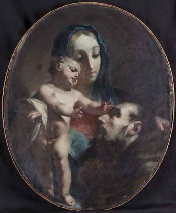 Madonna con Bambino e San Francesco d'Assisi by 
																	Pietro Antonio Magatti