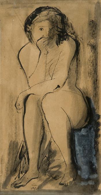 Figura femminile seduta by 
																	Venanzo Crocetti