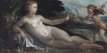 Venus and Cupid in a landscape by 
																	Niccolo dell' Abbate