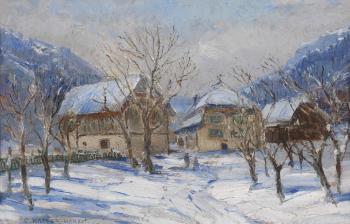 Country houses in winter by 
																	Carl Kaiser-Herbst