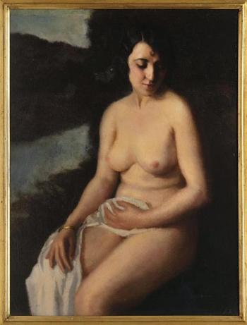 Retrato desnudo de Adelaide Appiani, esposa del artista by 
																	Luis Sahagun