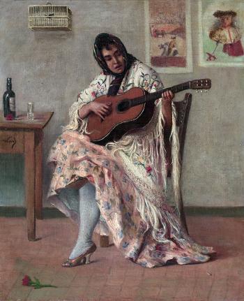 Gitana con guitarra by 
																	Manuel Wssel de Guimbarda