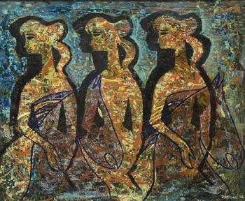Three Ladies on Horses by 
																			Johannes Ettema