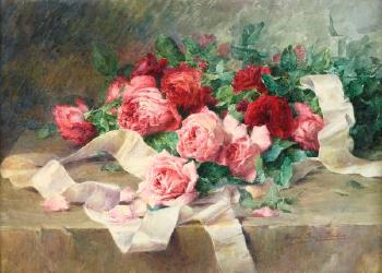 Jeté de roses sur un entablement by 
																	Eugenie-Juliette Faux-Froidure