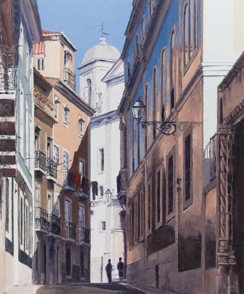 Lisbon street scene by 
																			Virgilio Raposo
