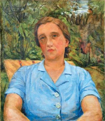 Portrait de femme dans un jardin by 
																	Vladimir P Nechoumoff