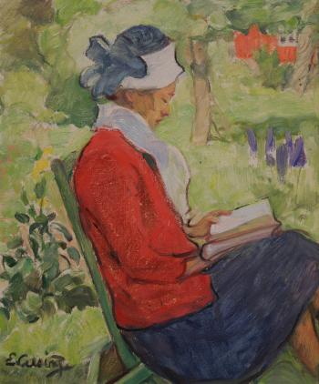 Läsande kvinna by 
																	Elsa Backlund-Celsing