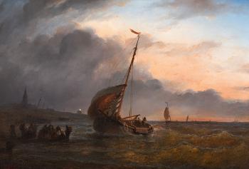 Fischerboote In Der Dämmerung by 
																	Christian Cornelis Kannemans
