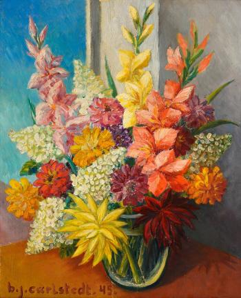 Still life with flowers by 
																			Birger Carlstedt