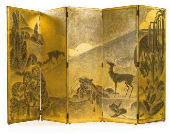 Five-panel Folding Screen by 
																			Leon Jallot