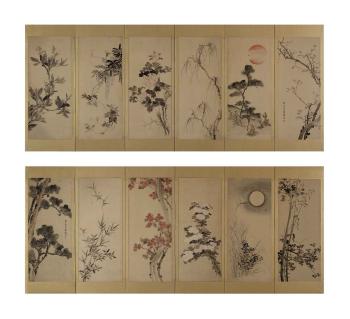 Flowers of the twelve months by 
																	Kitagawa Tsukimaro
