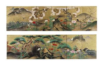 Birds and flowers of the four seasons by 
																	Kano Kyuhaku