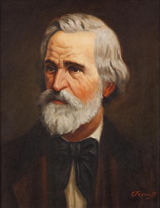 A portrait of Giuseppi Verdi by 
																	Gino Fasciotti
